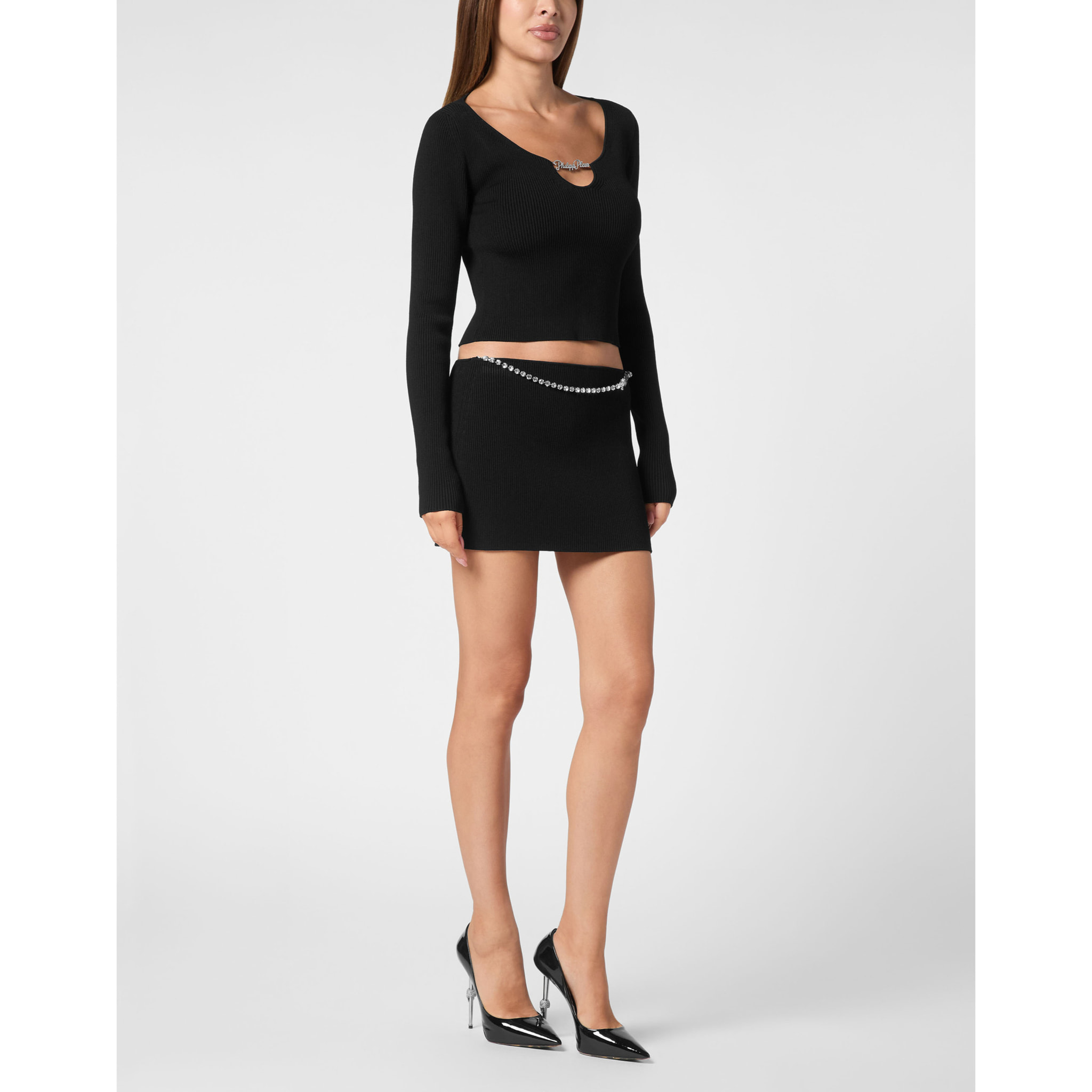 PHILIPP PLEIN Knit Short Skirt SIGNATURE