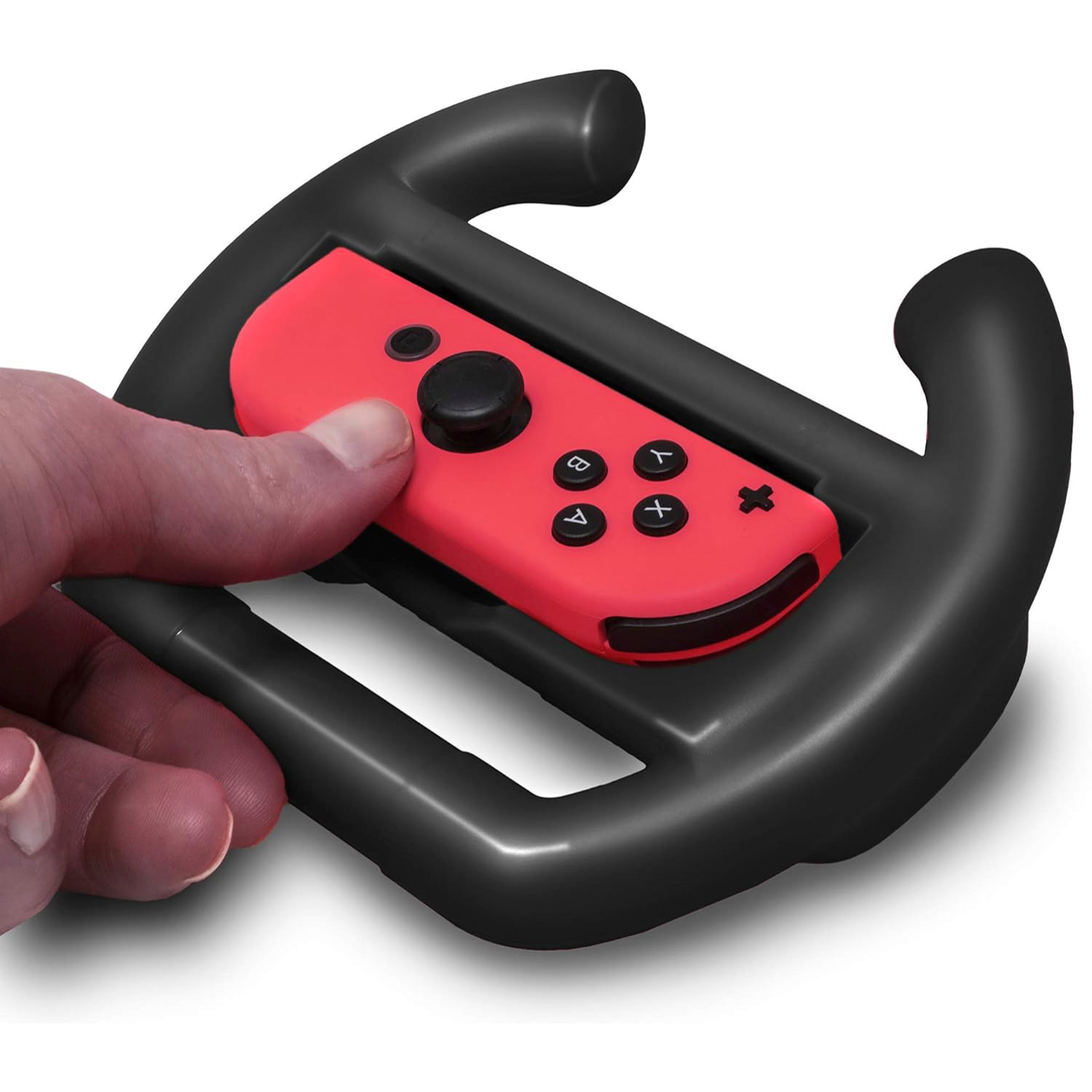 DAM Volante Dobe para mando Joy-Con de Switch. Incluye 2 unidades. 15,5x6,5x12,1 Cm. Color: Negro