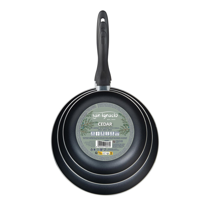 Set de 3 Sartenes en Aluminio prensado Ø16Ø20Ø24 CEDAR San Ignacio