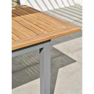 ORSINO - Table de jardin 8 places alu anthracite - Acacia