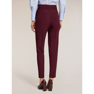 Motivi - Pantalones carrot de talle alto - Burgundy
