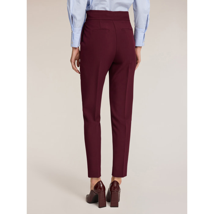 Motivi - Pantalones carrot de talle alto - Burgundy