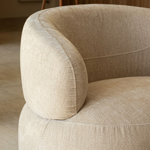 Fauteuil pivotant en velours texturé beige GLOVE