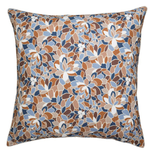 Taie d'oreiller imprimée en percale de coton, CYCLADES, Orange et bleu