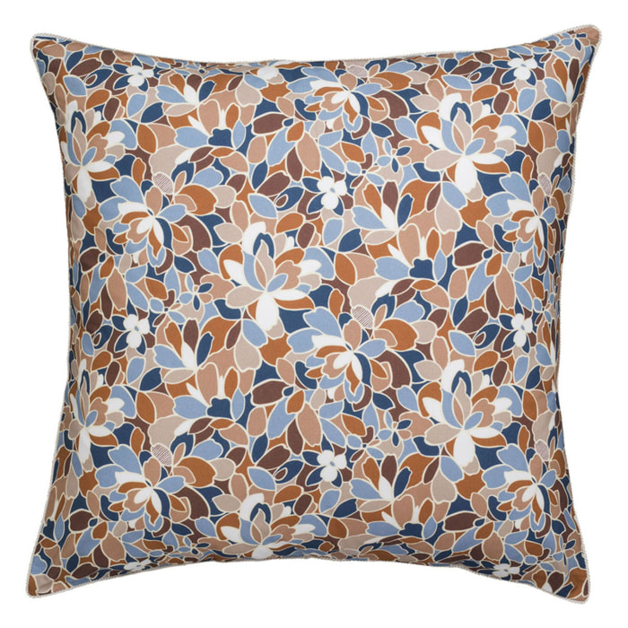 Taie d'oreiller imprimée en percale de coton, CYCLADES, Orange et bleu