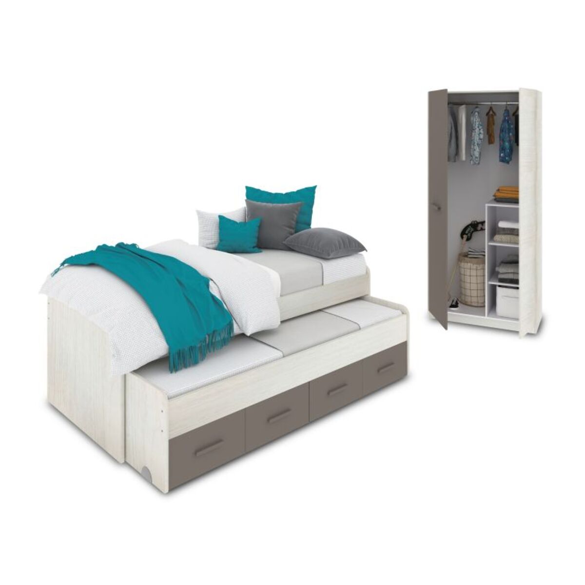 Dormitorio juvenil Axim Plus Blanco Alpes - Basalto