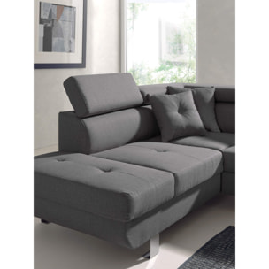 Lisbona - Canapé d'angle gauche convertible - 5 places - avec têtières - Gris foncé