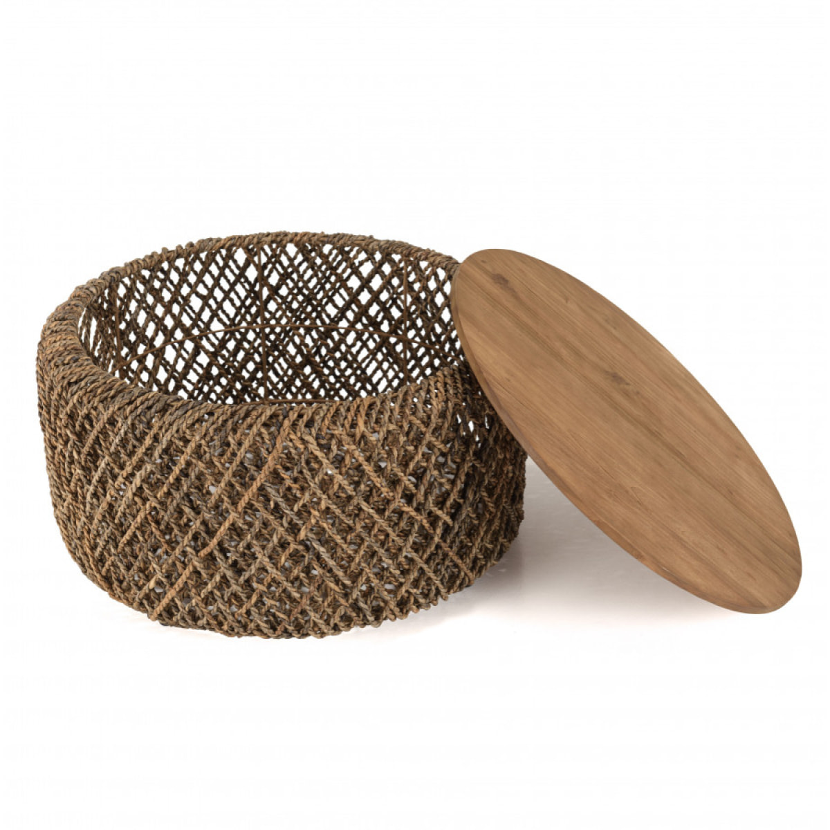 SIXTINE - Table basse ronde 70x70cm en tissage de fibre de cocotier