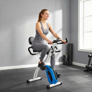 Vélo d'appartement pliable 3-en-1 classique semi-allongé bandes de résistance bleu