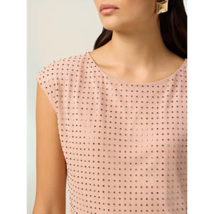 Oltre - Top in tulle borchiette - Rosa