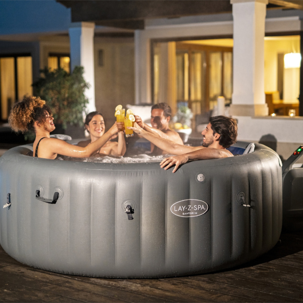 Bestway Spa gonflable rond Lay-Z-Spa Santorini HydroJet Pro 5-7 personnes