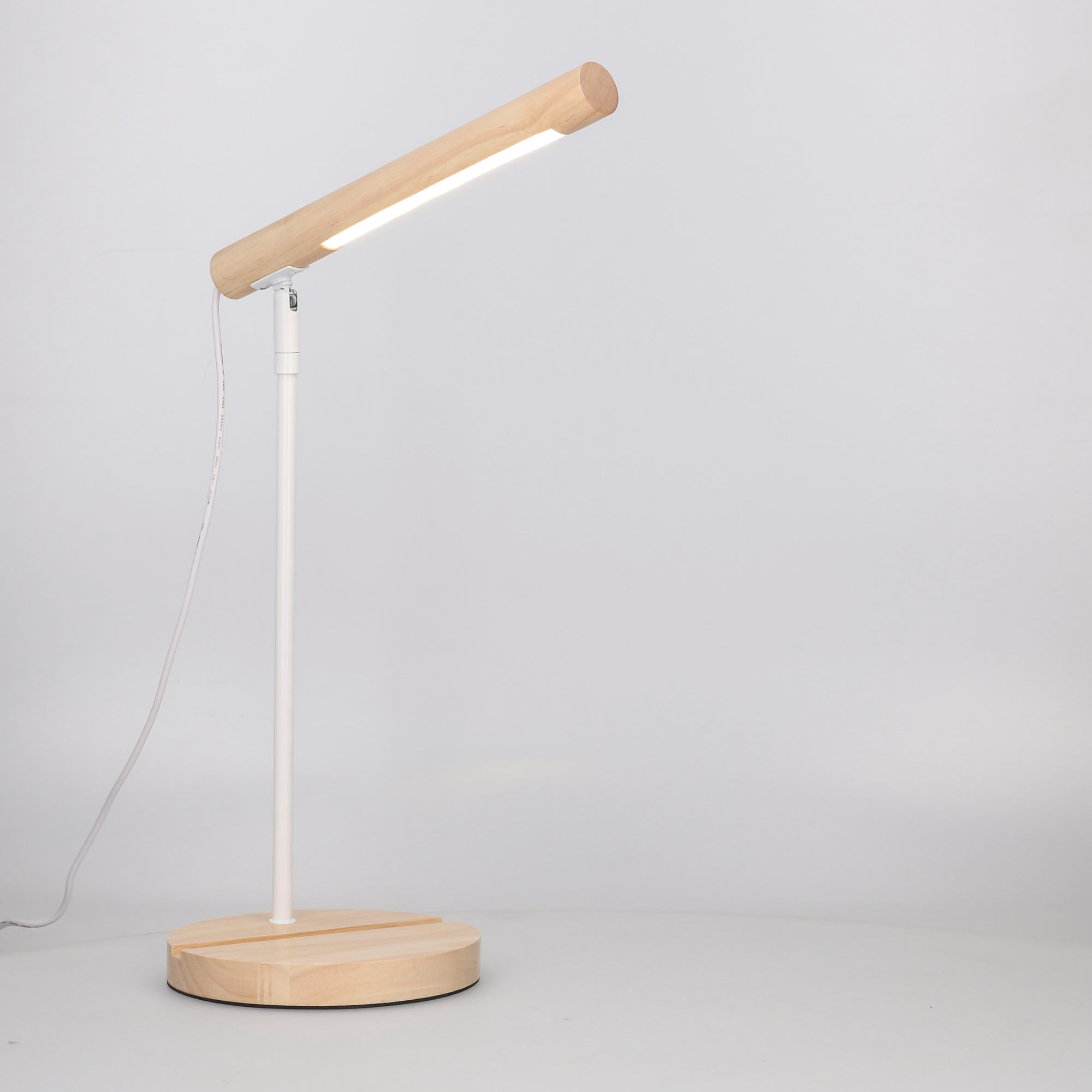 Forlight Arlo Lámpara de Escritorio LED de Madera Natural. Flexo de Escritorio de Acero Blanco y Madera con Luz Neutra 4000K
