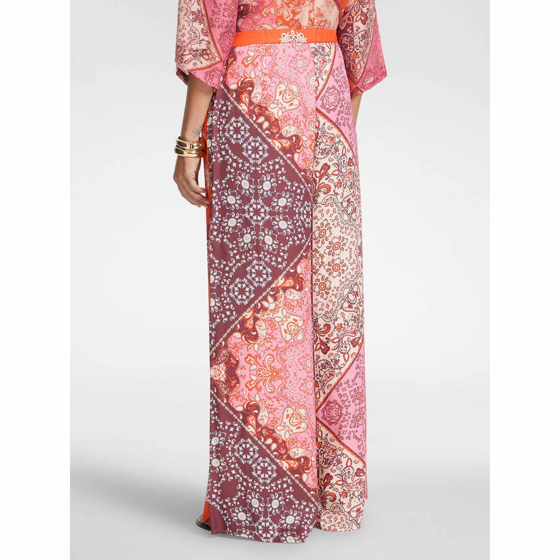 Elena Mirò - Pantalones estampados de viscosa - Naranja sol