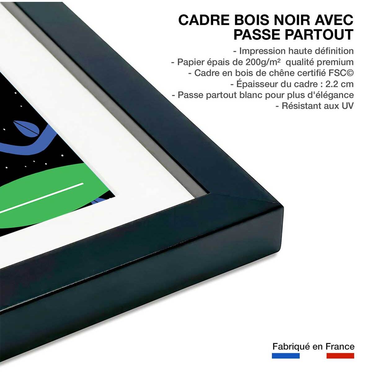 Affiche collage all be feminist Affiche + cadre en bois - Noir