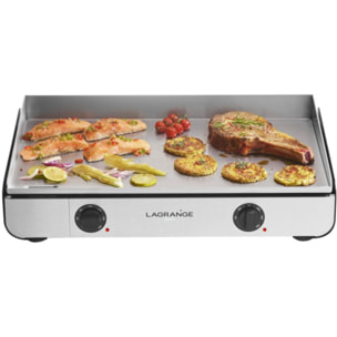 Plancha électrique LAGRANGE Pro 65L noir 2 brûleurs à poser, 65x40 cm + kit d'accessoires