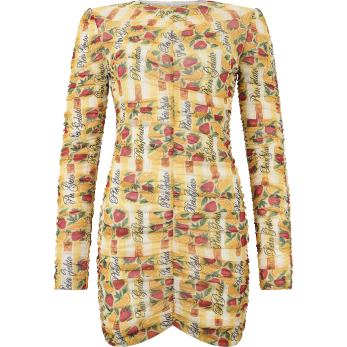 PHILIPP PLEIN Wrinkled Tulle Mini Dress Gelato