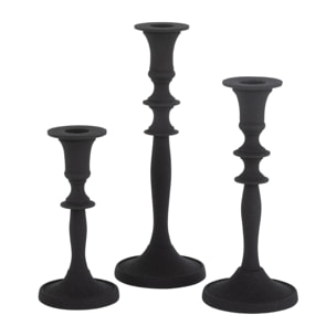 J-Line bougeoir Classique - aluminium - noir - set de 3
