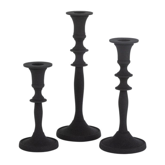 J-Line bougeoir Classique - aluminium - noir - set de 3