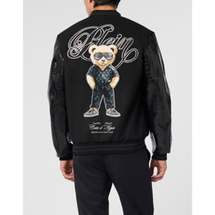 PHILIPP PLEIN Varsity Bomber Jacket Teddy Racer