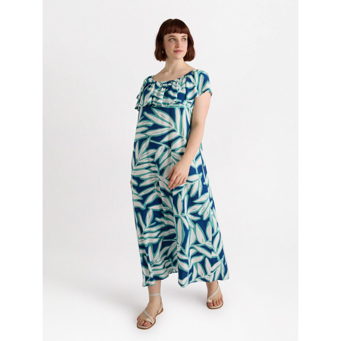 Fiorella Rubino - Vestito stampato in viscosa LENZING™ ECOVERO™ - Blu