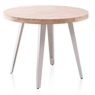 Mesa redonda fija Berg Roble - Blanco