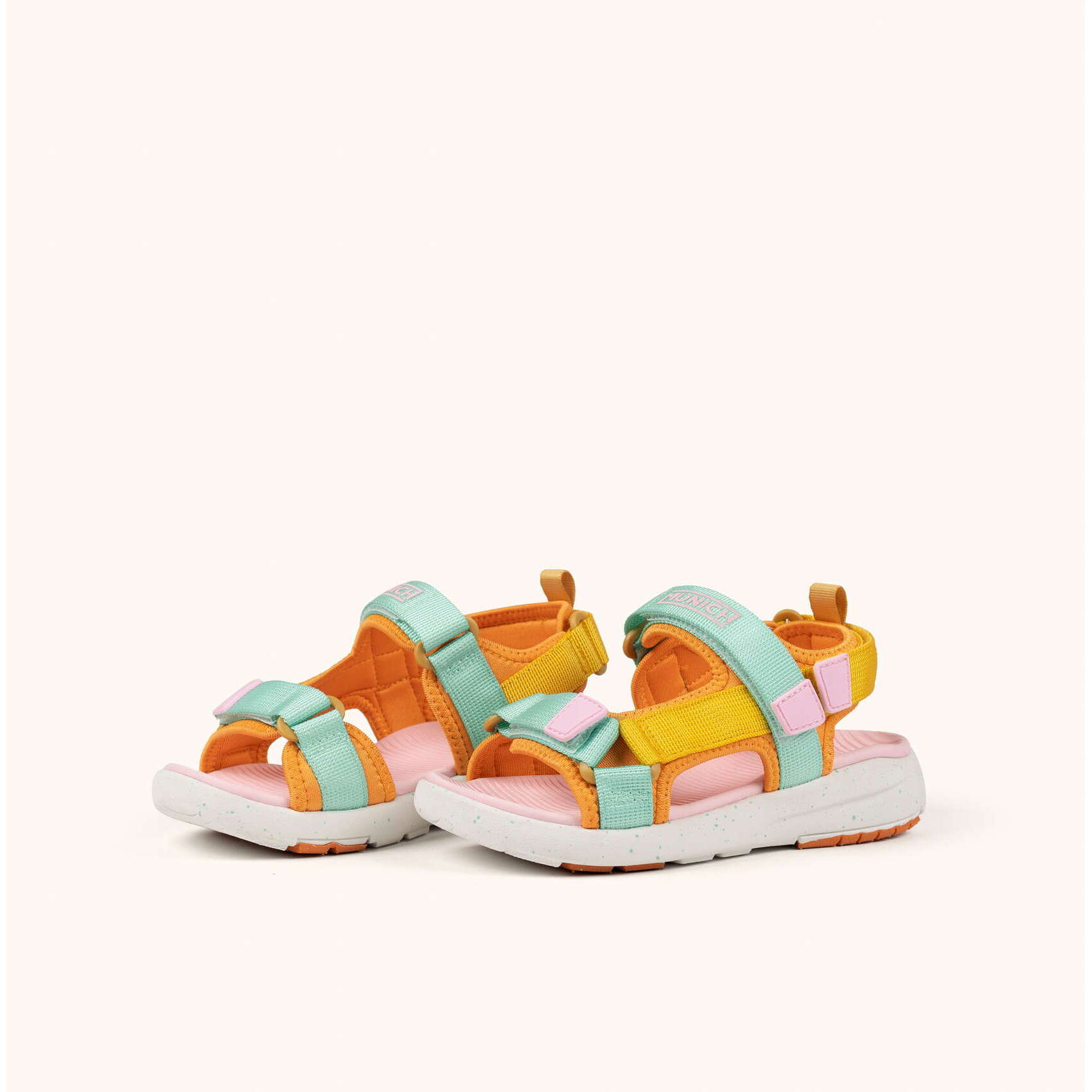 MUNICH MINI YOYO 02 Sandalia deportiva infantil en tonos amarillos, menta y rosa con triple ajuste