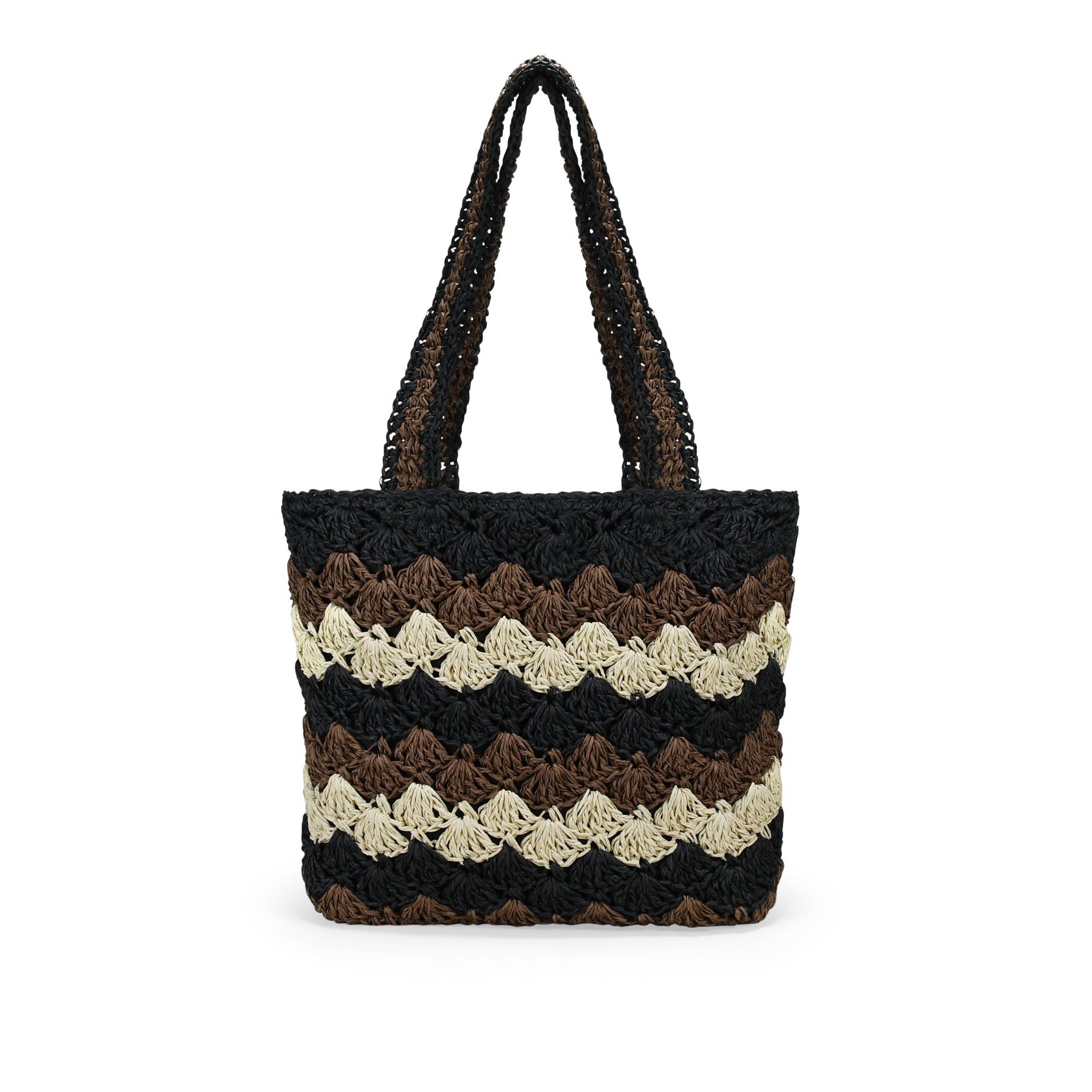 Bolso tote marrón en rafia trenzada