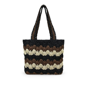 Bolso tote marrón en rafia trenzada