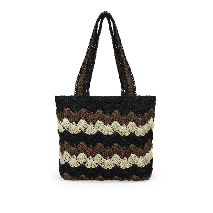 Bolso tote marrón en rafia trenzada