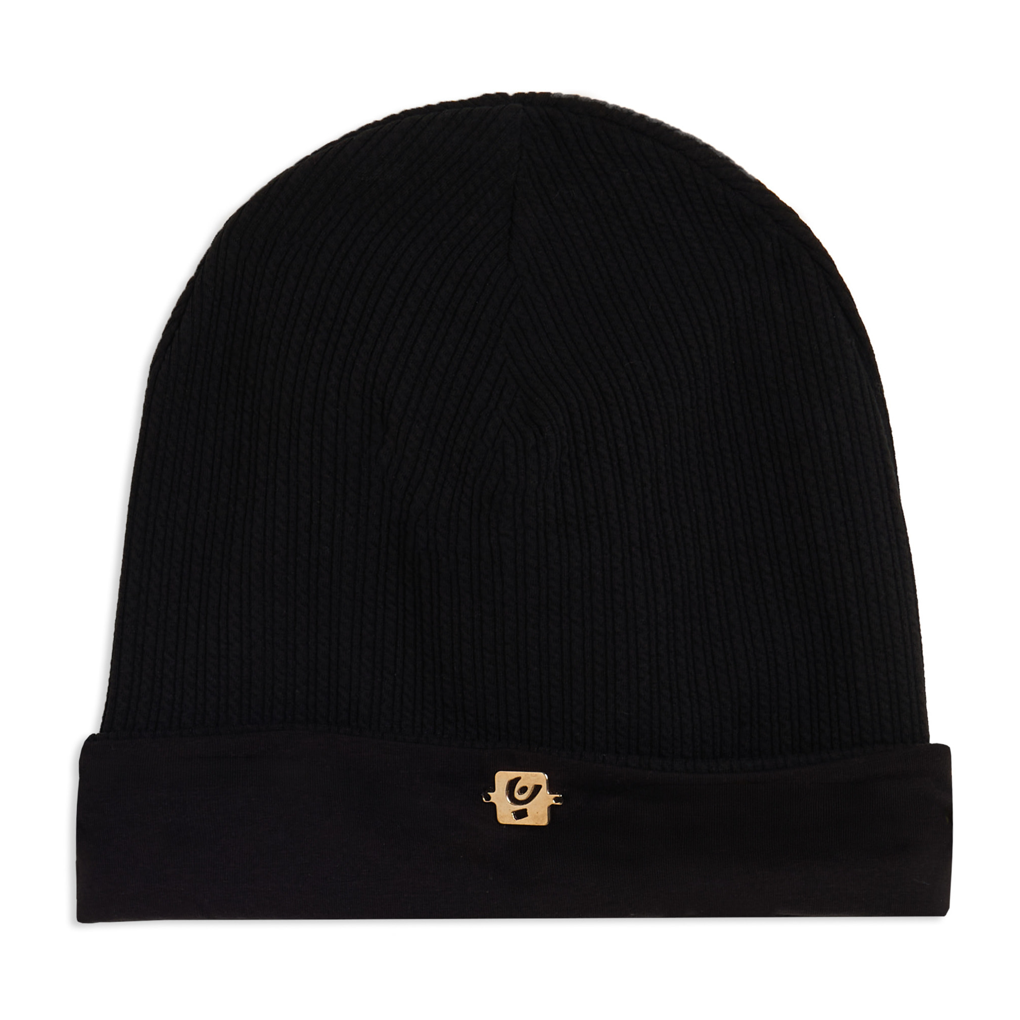 Berretto beanie Junior in maglia con placchetta dorata