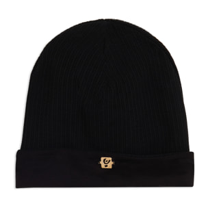 Berretto beanie Junior in maglia con placchetta dorata