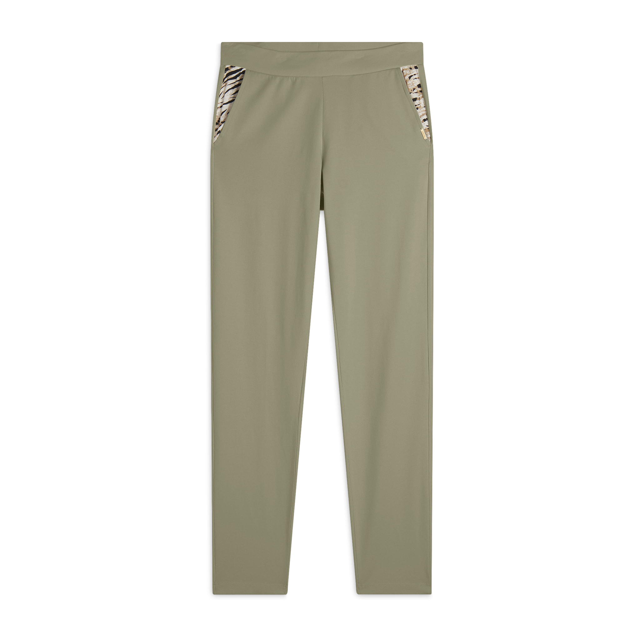 Pantaloni in jersey con apertura tasche animalier