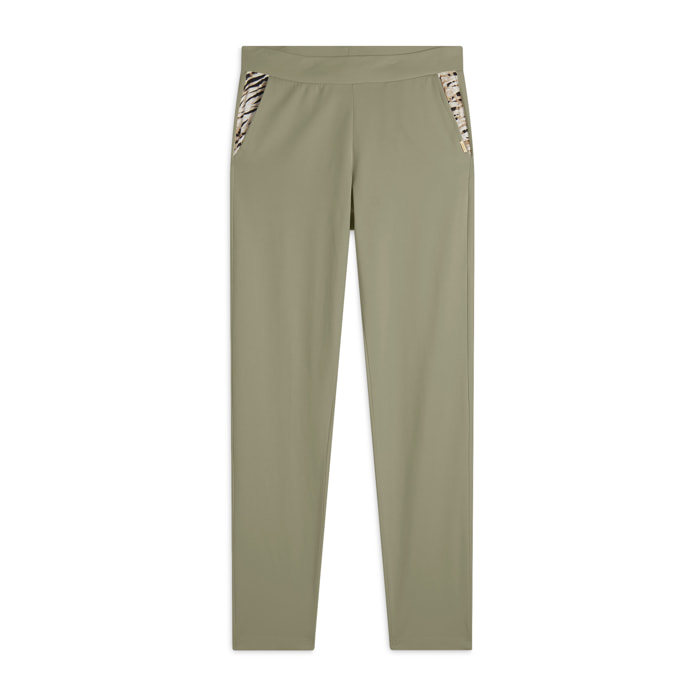 Pantaloni in jersey con apertura tasche animalier