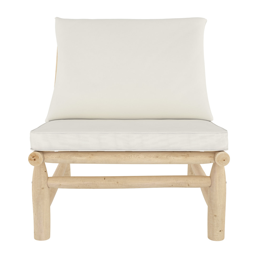 Fauteuil de jardin en teck et coussins blanc cassé - Makam