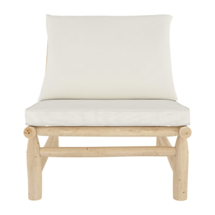 Fauteuil de jardin en teck et coussins blanc cassé - Makam