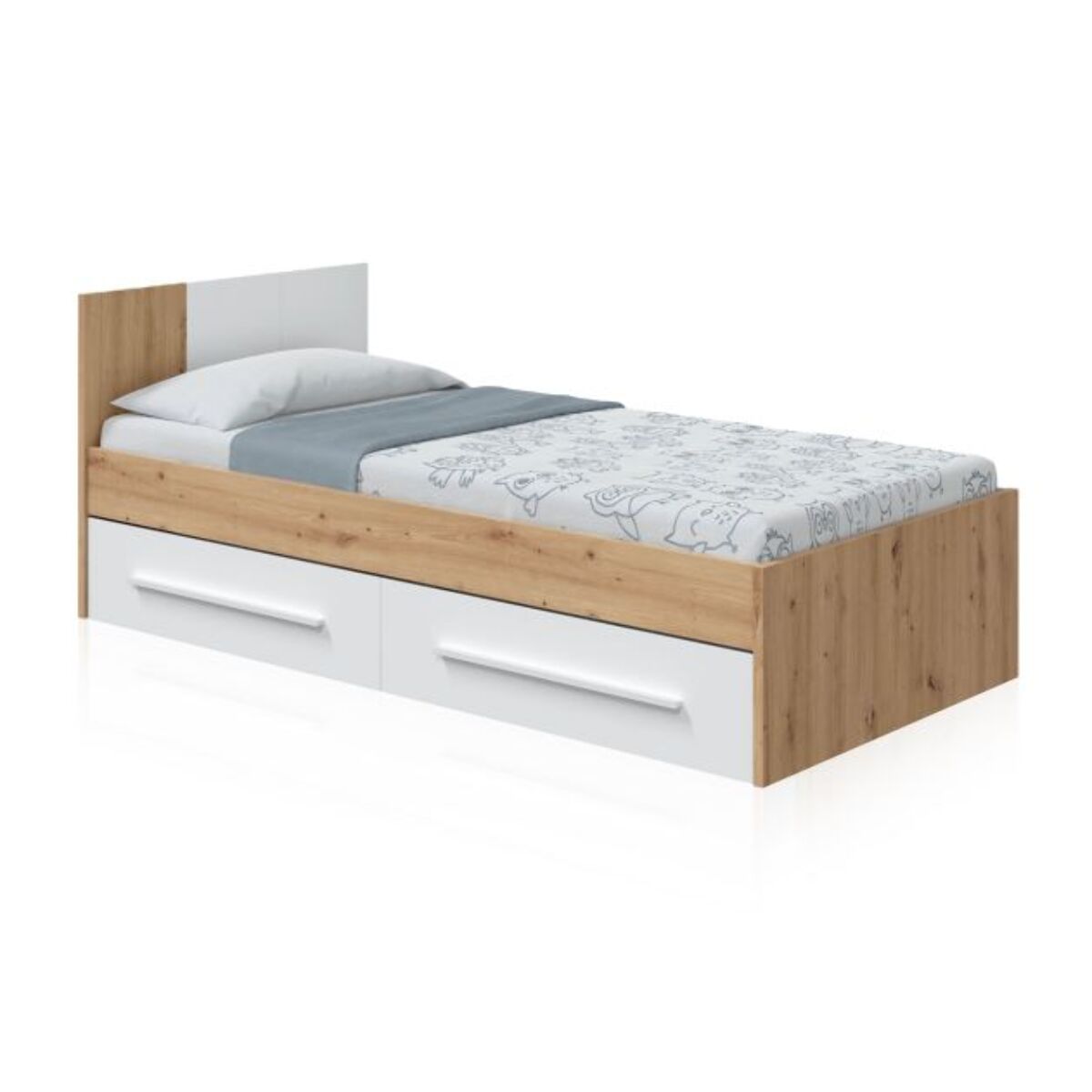 Cama Dess Blanco Artik (Blanco Mate) - Roble Nodi