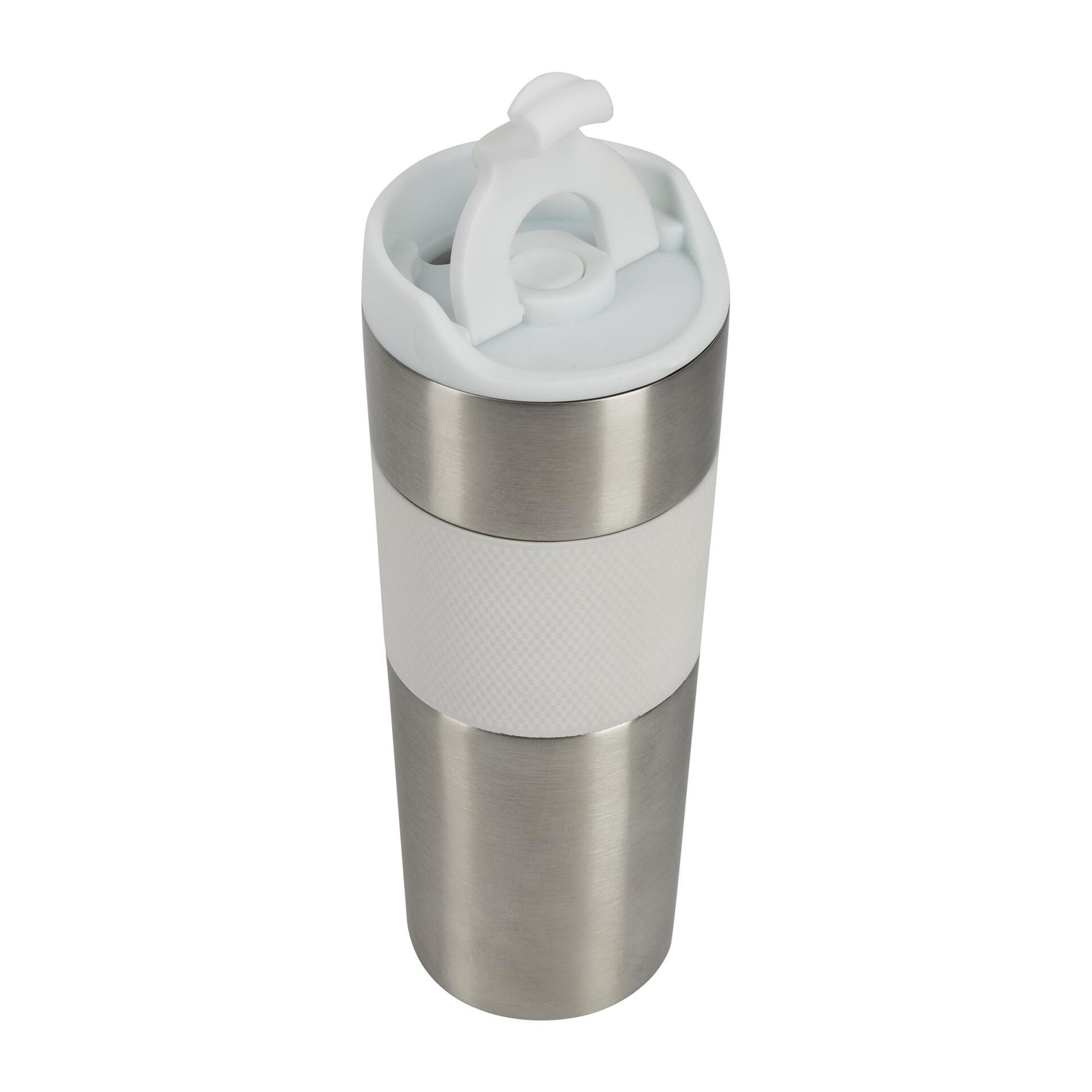 Taza de Viaje 460ml en Acero inoxidable y silicona Blanco LOVERS Bergner