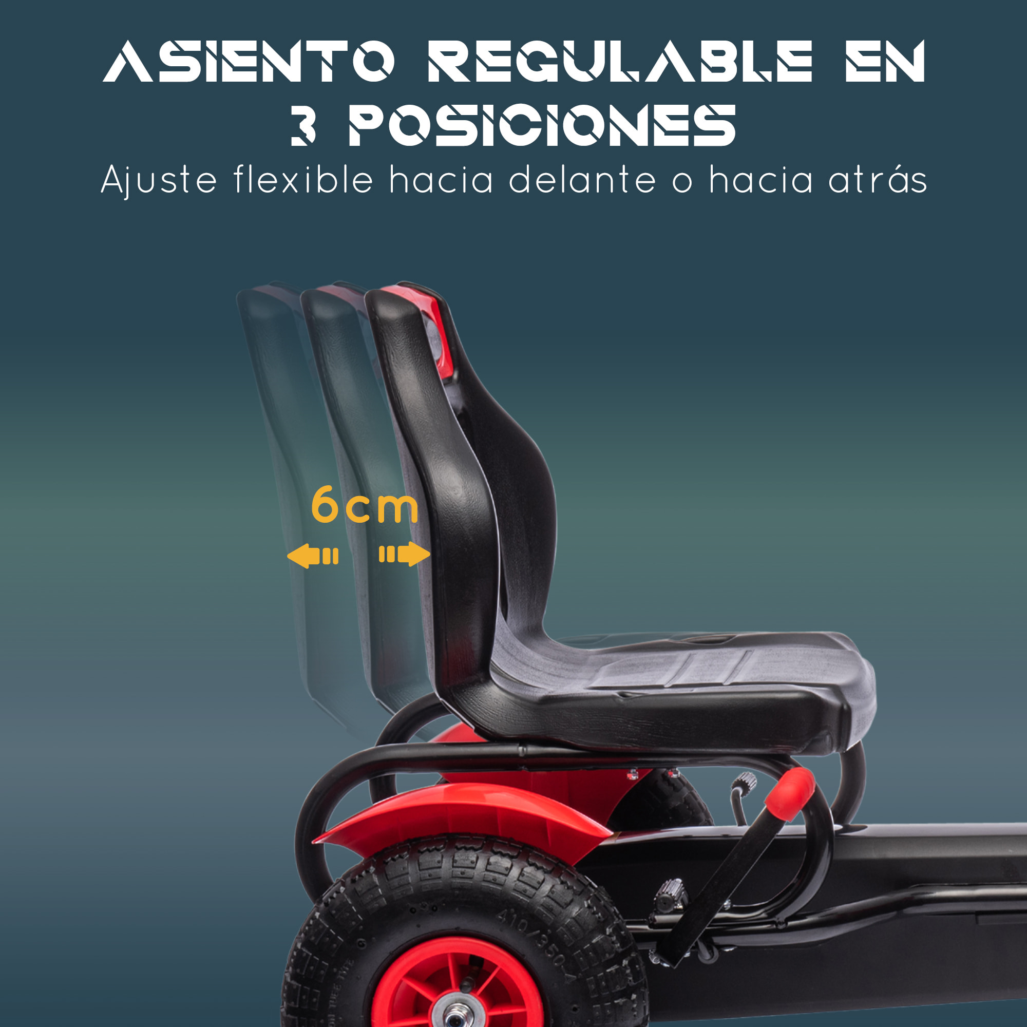 Go Kart a Pedales para Niños de +5 Años Coche de Pedales Infantil con Asiento Ajustable Neumáticos de Goma Freno de Mano para Niños y Niñas Carga 50 kg 121x58x61 cm Rojo