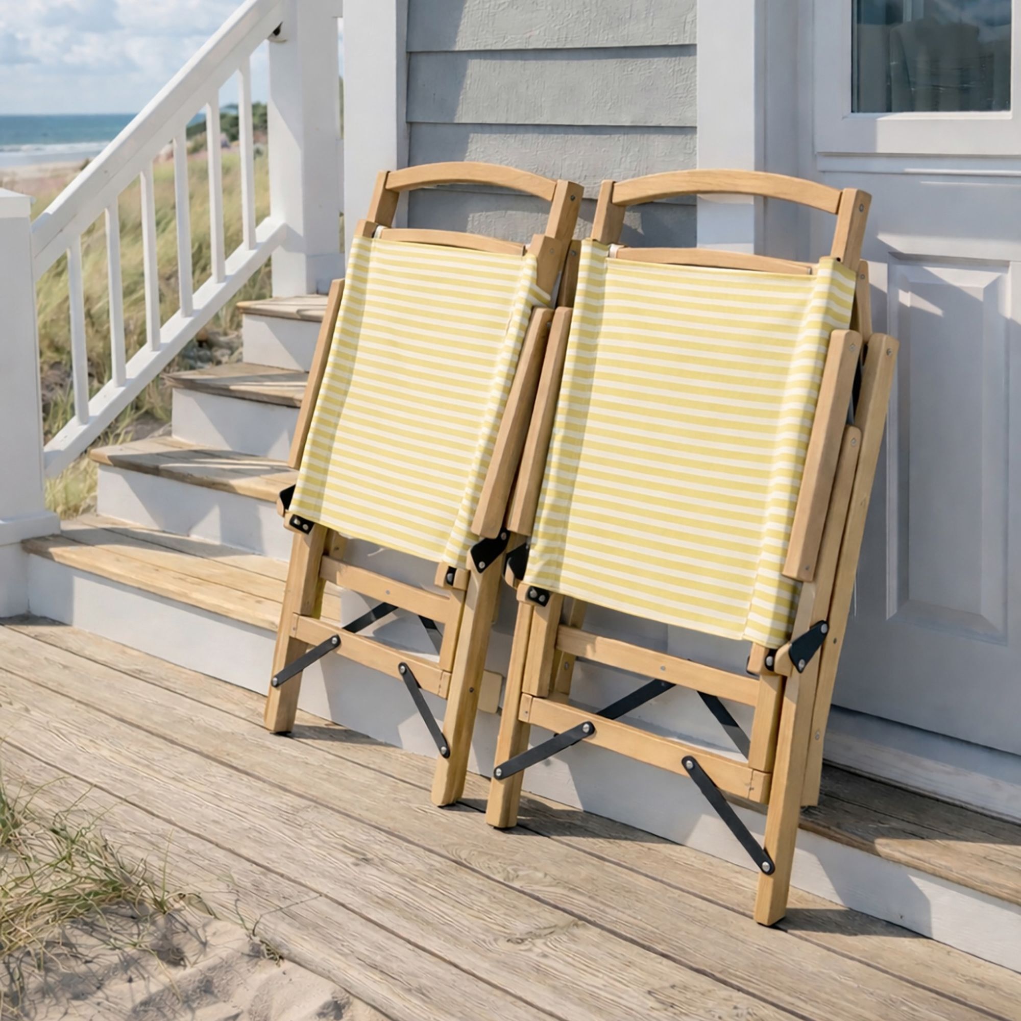 Chaise de plage en toile jaune à rayures PLAYA