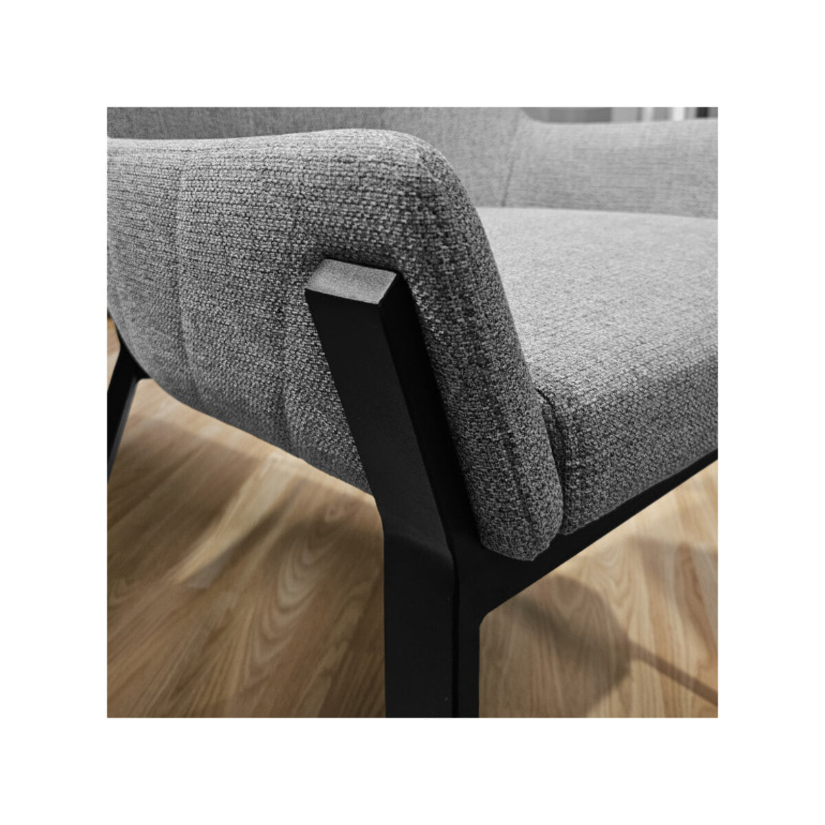 Chaise en tissu chiné capitonné avec piètement métal - 2 coloris - EMOTION 2