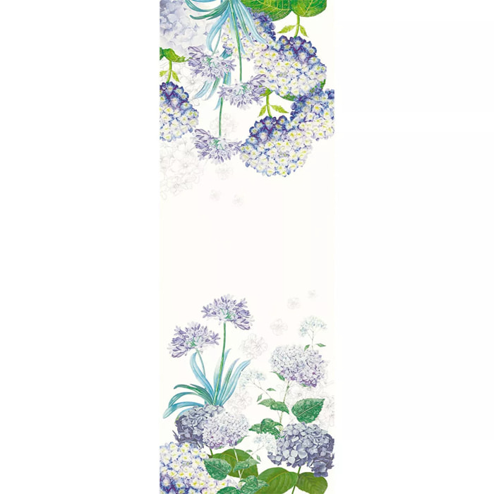 Chemin de table lin & coton 165 g/m² imprimé multicolore Jardin de bretagne bleu