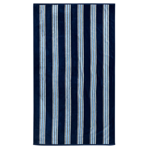 Serviette de plage éponge velours Jacquard - Milonga M Bleu Marine - 70x140cm - 400g/m²