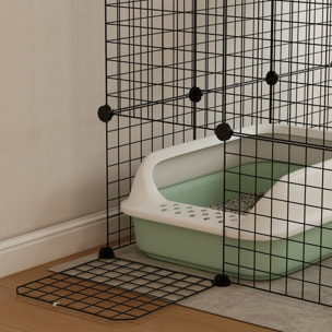 Cage chat intérieur - parc chat DIY - 4 niv. 5 portes hamac plateformes rampes - acier noir