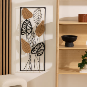 Déco murale "Rosa" en métal & papier 35x90cm noir