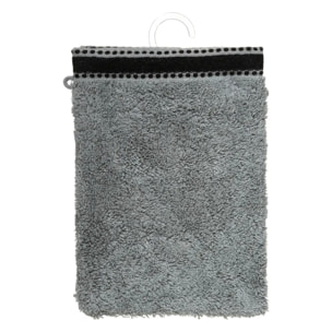 Lot de 2 gants de toilette "Joia" - coton 550 gr/m² - gris foncé 15x21 cm