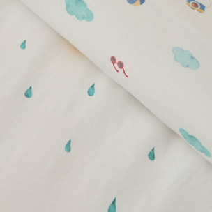 Funda nórdica de algodón percal 180 hilos estampado lluvia y verano Lluvia color blanco 100% Algodón percal