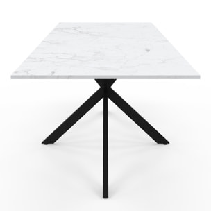 Table à manger extensible Spider 200-240cm effet marbre blanc et noir