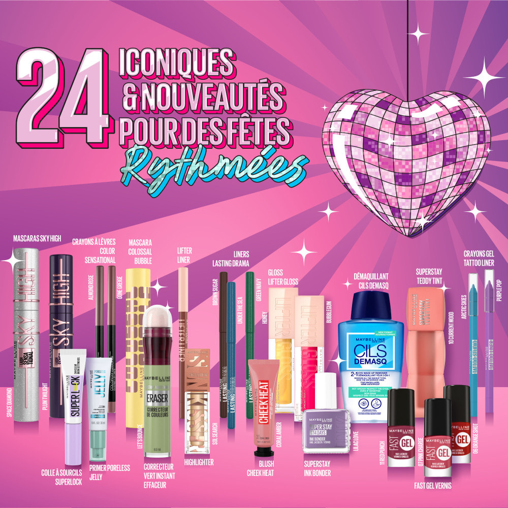 Maybelline New York Calendrier de l'Avent 2025 - 24 Produits Maquillage - Grand Format
