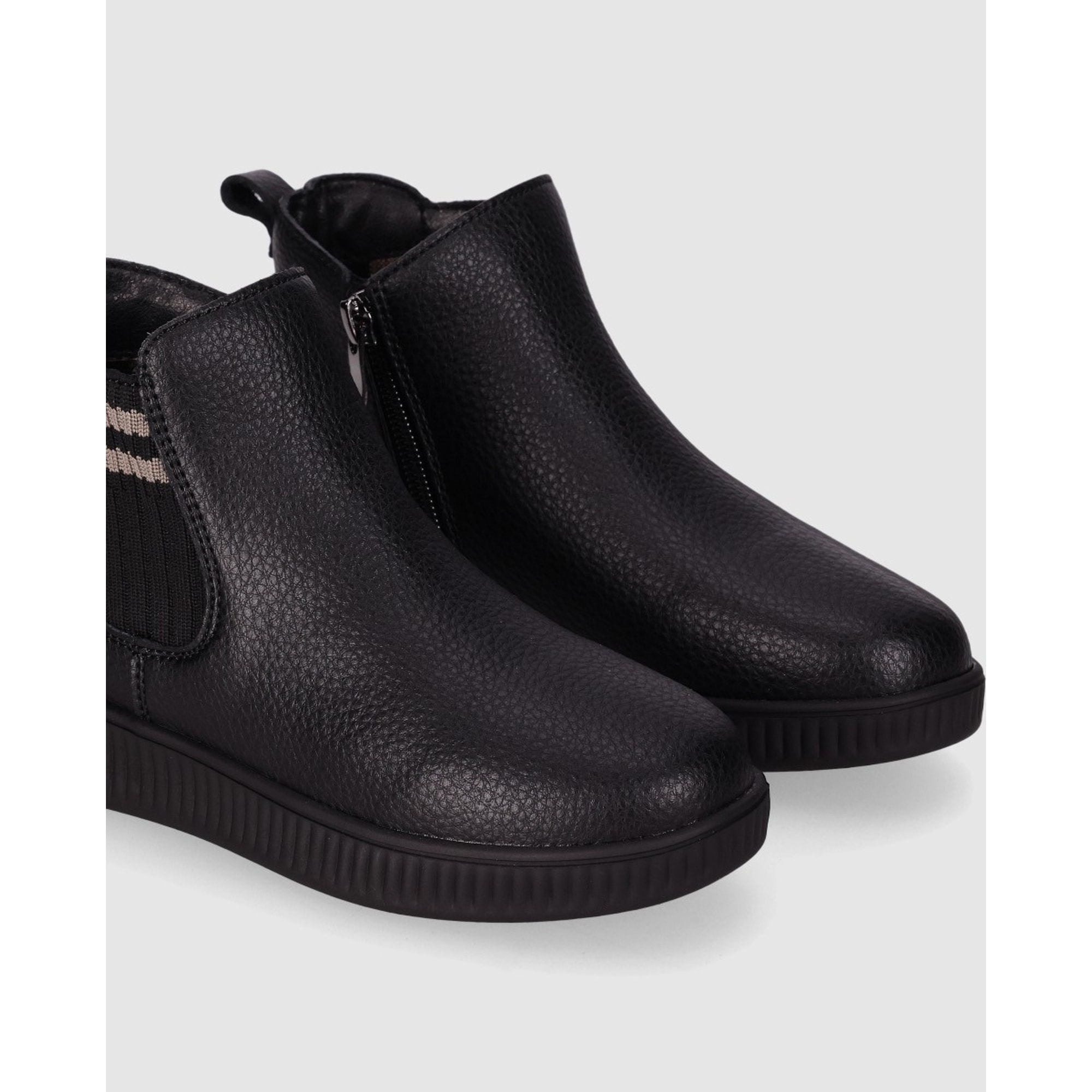 Botines de Piel - Negro - Tacón: Bajo