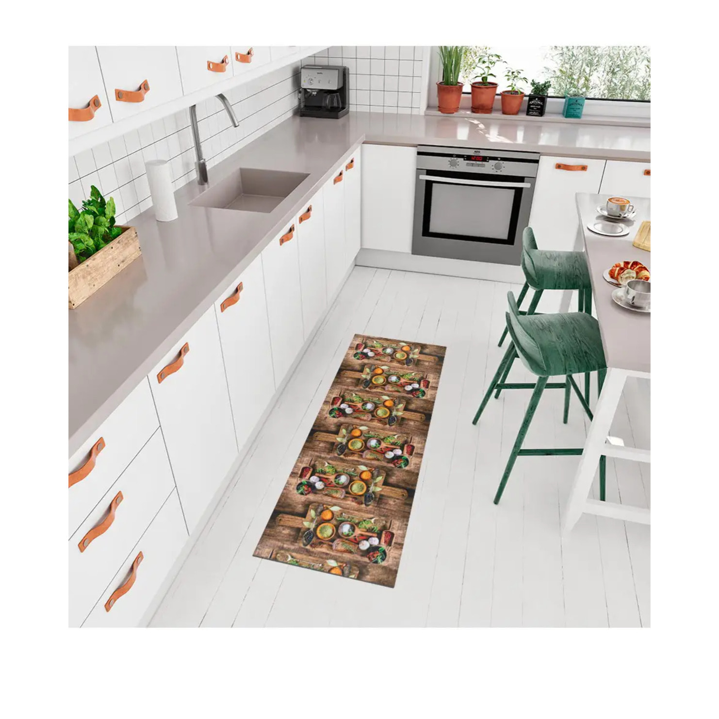 RICCI Alfombra lavable de cocina diseños con especias multicolor, varias medidas disponibles.